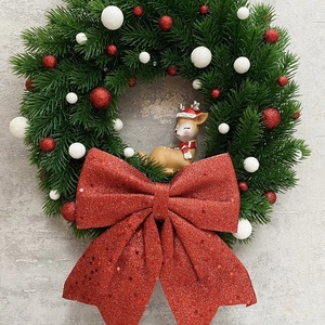 Őzikés mű, ledes fenyő adventi kopogtató - Meska.hu