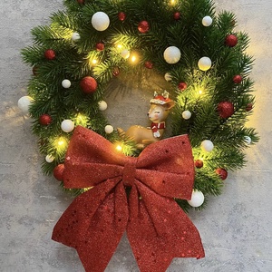 Őzikés mű, ledes fenyő adventi kopogtató - karácsony - adventi díszek - adventi ajtódísz - Meska.hu