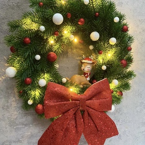 Őzikés mű, ledes fenyő adventi kopogtató - karácsony - adventi díszek - adventi ajtódísz - Meska.hu