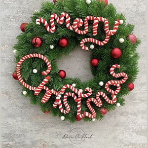 Műfenyő kopogtató LED világítással, Karácsony, Adventi díszek, Adventi ajtódísz, Mindenmás, MESKA