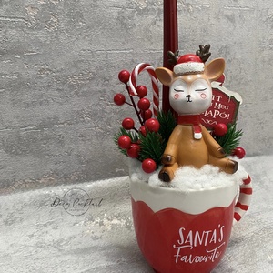 Bögrés asztali dekoráció őzikével, Karácsony, Adventi díszek, Adventi asztaldísz, Mindenmás, MESKA