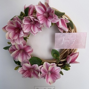 Tavaszi magnóliás koszorú ajtóra, Otthon & Életmód, Dekoráció, Ajtó- és ablak dekoráció, Ajtódísz & Kopogtató, , MESKA