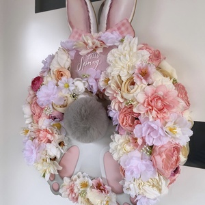 Nyuszipopós ajtókopogtató - ünnepi díszek, dekorációk - húsvéti díszek és dekorációk - húsvéti ajtódísz, kopogtató - Meska.hu