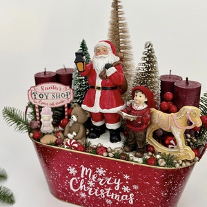 Asztali adventi dekoráció mikulással - karácsony - adventi díszek - adventi asztaldísz - Meska.hu