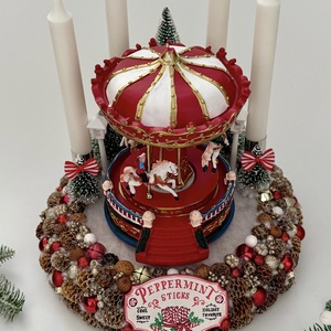 Körhintás adventi koszorú - karácsony - adventi díszek - adventi asztaldísz - Meska.hu