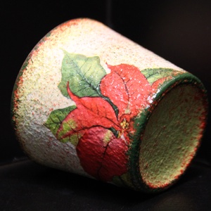 Dekupázs (decoupage) Mikulás virágos  gyertyatartó  -  - Meska.hu