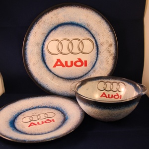 AUDI  emblémával díszített tányér készlet ; Audi rajongó autósoknak - otthon & életmód - Meska.hu