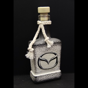 MAZDA emblémával díszített  pálinkás üveg ( 0,2 l )  - otthon & életmód - dekoráció - Meska.hu