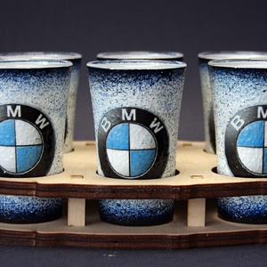 BMW emblémával díszített pálinkás  pohár szett - ideális ajándék a márka szerelmeseinek - férjeknek -barátoknak  -  - Meska.hu