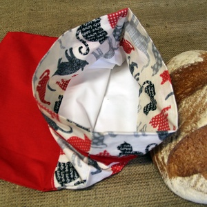 Cicás piros-fehér kenyereszsák (28x38cm)-ÖKO környezetbarát anyagból háziasszonyoknak,-INGYENES SZÁLLÍTÁSSAL - táska & tok - bevásárlás & shopper táska - kenyeres zsák - Meska.hu