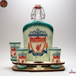 LIVERPOOL pálinkás készlet ; Liverpool szurkolóknak, Otthon & Életmód, Konyhafelszerelés, tálalás, Üveg & Kancsó, Decoupage, transzfer és szalvétatechnika, MESKA