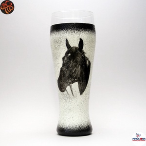Ló - lovas söröspohár ; Lovak kedvelőinek, Otthon & Életmód, Konyhafelszerelés, tálalás, Sörös pohár és korsó, Tálalás, Decoupage, transzfer és szalvétatechnika, MESKA