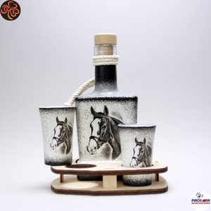 Ló - lovas whiskys szett ; Lovak kedvelőinek, Otthon & Életmód, Dekoráció, Díszüveg, Asztal és polc dekoráció, Decoupage, transzfer és szalvétatechnika, MESKA