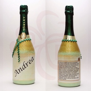 Neves-névnapos ANDREA nevű nőknek, neves ajándék pezsgő, Otthon & Életmód, Dekoráció, Díszüveg, Asztal és polc dekoráció, Decoupage, transzfer és szalvétatechnika, MESKA