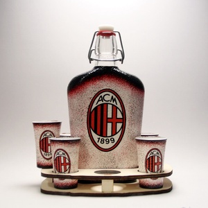 AC MILAN  pálinkás készlet ; futball szurkolóknak, Otthon & Életmód, Konyhafelszerelés, tálalás, Pohár, Decoupage, transzfer és szalvétatechnika, MESKA