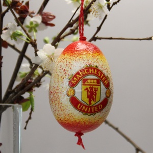Manchester United szurkolóknak - egyedi húsvéti tojás , Ünnepi díszek, dekorációk, Húsvéti díszek és dekorációk, Húsvéti tojásfadíszek, Decoupage, transzfer és szalvétatechnika, MESKA