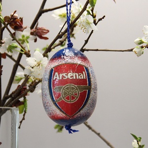 Arsenal húsvéti tojás ; Egyedi locsoló ajándék !, Otthon & Lakás, Dekoráció, Fali és függő dekoráció, Függődísz, Decoupage, transzfer és szalvétatechnika, Meska