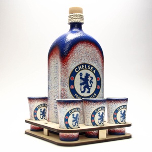 Chelsea FC emblémás  pálinka kínáló szett   ; Szurkolói ajándék férjeknek -barátoknak - szerelmemnek  - Meska.hu