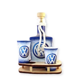 VOLKSWAGEN italos kínál készlet ; Volkswagen autód fényképével is! - otthon & lakás - konyhafelszerelés, tálalás - tálalás - pálinkás poharak, szettek - Meska.hu