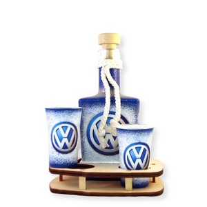 VOLKSWAGEN italos kínál készlet ; Volkswagen autód fényképével is! - otthon & életmód - konyhafelszerelés, tálalás - tálalás - pálinkás poharak, szettek - Meska.hu