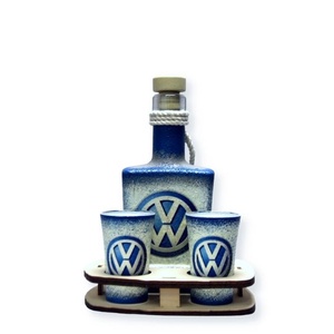 VOLKSWAGEN italos kínál készlet ; Volkswagen autód fényképével is! - otthon & életmód - konyhafelszerelés, tálalás - tálalás - pálinkás poharak, szettek - Meska.hu