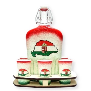 Nagy-Magyarország motívummal díszített pálinka kínáló szett  ; TRIANON ;  - Meska.hu