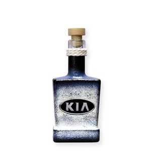 KIA emblémás italos üveg ; A KIA márka rajongóinak, Otthon & Lakás, Dekoráció, Díszüveg, Asztal és polc dekoráció, Decoupage, transzfer és szalvétatechnika, MESKA