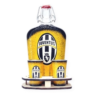 JUVENTUS pálinkás szett csatosüveggel ; JUVENTUS szurkolóknak II, Otthon & Lakás, Pálinkás poharak, szettek, Konyhafelszerelés, tálalás, Tálalás, Decoupage, transzfer és szalvétatechnika, Meska