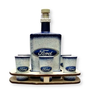 FORD pálinkás szett ; Saját Ford autó fotóval is! , Otthon & Lakás, Pálinkás poharak, szettek, Konyhafelszerelés, tálalás, Tálalás, Decoupage, transzfer és szalvétatechnika, Meska