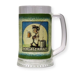 Horgász- humoros, egyedi motívummal díszített-sörös korsó.  A horgászat szerelmeseinek. . , Otthon & Életmód, Konyhafelszerelés, tálalás, Tálalás, Sörös pohár és korsó, Decoupage, transzfer és szalvétatechnika, MESKA