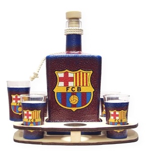 FC Barcelona italszett ; Barcelona futball szurkolóknak, Otthon & Lakás, Dekoráció, Díszüveg, Asztal és polc dekoráció, Decoupage, transzfer és szalvétatechnika, Meska