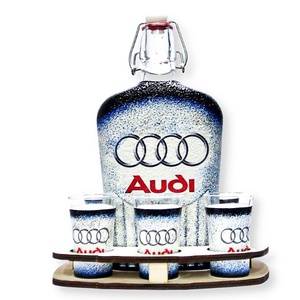 Audi italkészlet  ; Audi rajongóknak, Otthon & Lakás, Pálinkás poharak, szettek, Konyhafelszerelés, tálalás, Tálalás, Decoupage, transzfer és szalvétatechnika, MESKA