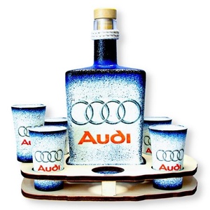 Audi whiskys készlet audi autó rajongóknak, Otthon & Lakás, Pálinkás poharak, szettek, Konyhafelszerelés, tálalás, Tálalás, Decoupage, transzfer és szalvétatechnika, Meska