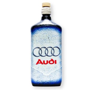 Audi pálinkás üveg audi rajongóknak, Otthon & Lakás, Dekoráció, Díszüveg, Asztal és polc dekoráció, Decoupage, transzfer és szalvétatechnika, MESKA