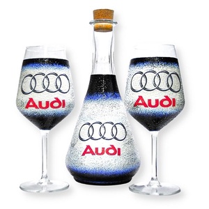 Audi boros készlet ; Audi rajongóknak, Otthon & Lakás, Boros poharak, szettek, Konyhafelszerelés, tálalás, Tálalás, Decoupage, transzfer és szalvétatechnika, Meska