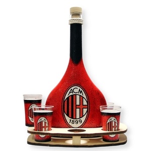 AC MILAN  pálinkás készlet ; futball szurkolóknak, Otthon & Lakás, Pálinkás poharak, szettek, Konyhafelszerelés, tálalás, Tálalás, Decoupage, transzfer és szalvétatechnika, Meska