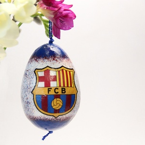 Barcelona rajongóknak húsvéti tojás ajándék ötlet, Otthon & Lakás, Dekoráció, Fali és függő dekoráció, Függődísz, Decoupage, transzfer és szalvétatechnika, MESKA