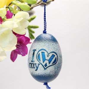 Volkswagen húsvéti tojás ajándék ötlet, Otthon & Lakás, Dekoráció, Fali és függő dekoráció, Függődísz, Decoupage, transzfer és szalvétatechnika, MESKA