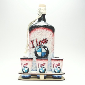 I Love BMW emblémás  ajándék -  családi  pálinkás kínáló készlet  -  Egyedi fotóval is elkészítjük  - Meska.hu