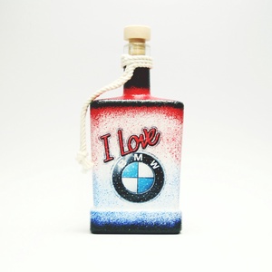 I Love BMW italos, whiskys üveg ; BMW rajongóknak, Otthon & Lakás, Dekoráció, Asztal és polc dekoráció, Díszüveg, Decoupage, transzfer és szalvétatechnika, Meska