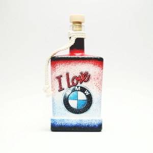 I Love BMW italos, whiskys üveg ; BMW rajongóknak, Otthon & Lakás, Dekoráció, Asztal és polc dekoráció, Díszüveg, Decoupage, transzfer és szalvétatechnika, MESKA