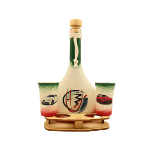 Pálinka kínáló szett a márka rajongóinak ( Alfa Romeo ) - férjednek - szerelmednek  minden alkalomra , Otthon & Életmód, Konyhafelszerelés, tálalás, Tálalás, Pálinkás poharak, szettek, Decoupage, transzfer és szalvétatechnika, MESKA
