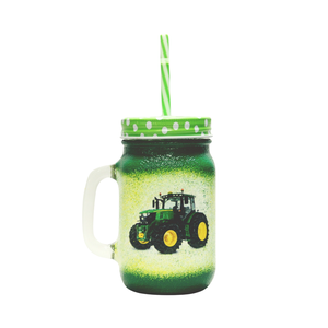 John Deere traktorral díszített szívószálas bögre  ifjú gazdászoknak - gyermekeknek , fiúknak -minden alkalomra  - Meska.hu