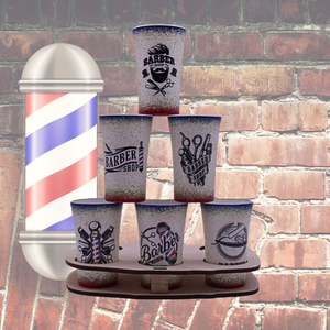 Snapszos pohár szett BARBER SHOP fodrászoknak   - otthon & életmód - konyhafelszerelés, tálalás - tálalás - pálinkás poharak, szettek - Meska.hu