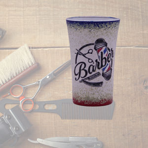 Snapszos pohár-férfi fodrászoknak-BARBER SHOP, Otthon & Életmód, Konyhafelszerelés, tálalás, Tálalás, Pálinkás poharak, szettek, Decoupage, transzfer és szalvétatechnika, MESKA
