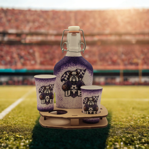 Igazi kuriózum kézműves ajándék  - UTE szurkolóknak , Otthon & Életmód, Konyhafelszerelés, tálalás, Tálalás, Pálinkás poharak, szettek, Decoupage, transzfer és szalvétatechnika, MESKA