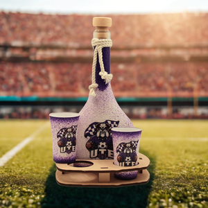 Igazi kuriózum UTE szurkolóknak - kis pálinka kínáló szett születésnapra ,névnapra, karácsonyra , Otthon & Életmód, Konyhafelszerelés, tálalás, Tálalás, Pálinkás poharak, szettek, Decoupage, transzfer és szalvétatechnika, MESKA