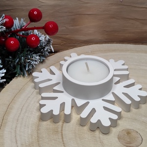 Hópelyhes mécsestartó, Karácsony, Karácsonyi lakásdekoráció, Karácsonyi lakásdíszek, Gipszöntés, MESKA