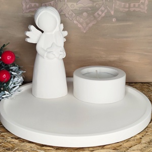 Ásványgyanta Angyalkás Mécsestartó Szett - karácsony - karácsonyi lakásdekoráció - karácsonyi lakásdíszek - Meska.hu