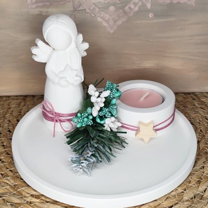 Ásványgyanta Angyalkás Mécsestartó Szett - karácsony - karácsonyi lakásdekoráció - karácsonyi lakásdíszek - Meska.hu